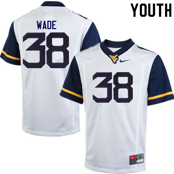Youth #38 Devan Wade West Virginia Mountaineers College Football Jerseys Sale-White